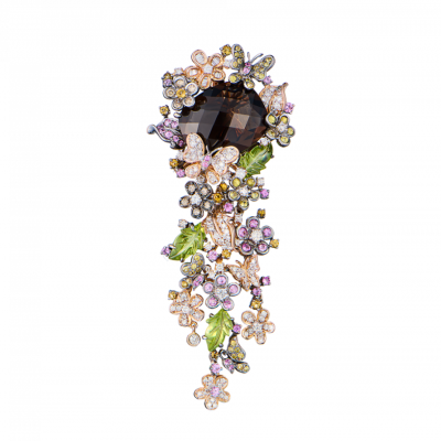 Брошь No name Smoky Quartz with Multi Gem Surround