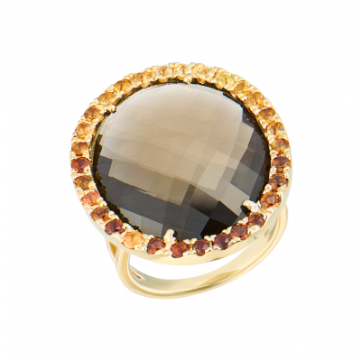 Кольцо TOUS Smoky Quartz Cocktail Yellow Gold