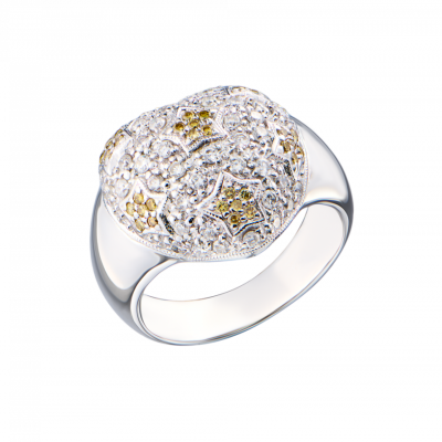Кольцо No name White Gold Diamonds Heart