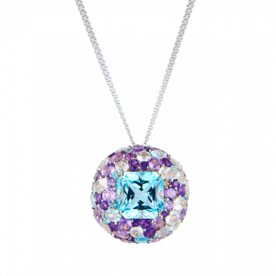 Подвеска Roberta Ponticello Italy Fancy Cut Blue Topaz & Amethyst