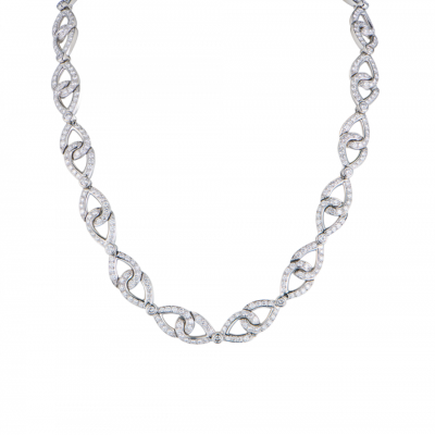Колье Tiffany & Co Platinum Pavé Diamond Interlock Bow Necklace