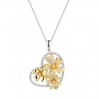 Подвеска No name 0,30 ct Round Cut Diamonds & White & Yellow Gold