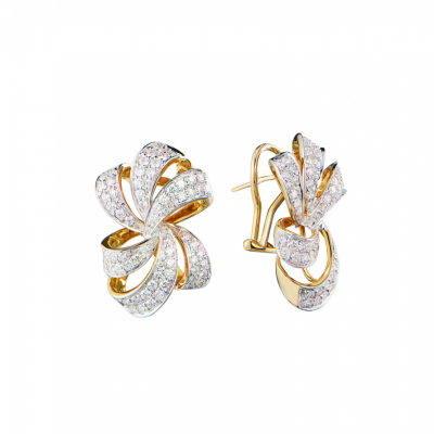 Серьги No name Yellow Gold & 1,56 ct Diamonds Bow