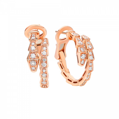 Серьги Bvlgari Serpenti Viper Rose gold pavé diamonds