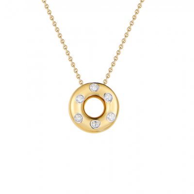 Подвеска Tiffany & Co Vintage Etoile Yellow Gold & Platinum Diamond Open Circle Pendant Donut Charm