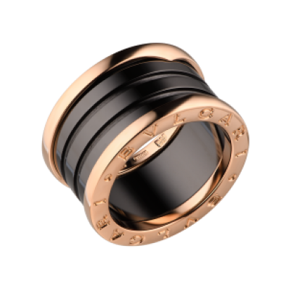 Кольцо Bvlgari B.Zero1 Four-Band Rose Gold Black Ceramic (Size 50)