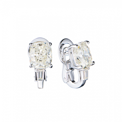 Серьги No name 2,79 ct L/SI1 - 3,13 ct L/SI1 Cushion Cut Diamonds & White Gold