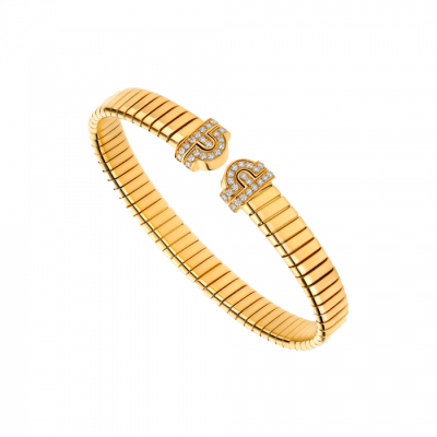 Браслет Bvlgari Tubogas Yellow Gold & Pavé Diamonds