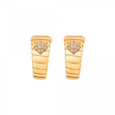Серьги Bvlgari Tubogas Yellow Gold & Pavé Diamonds