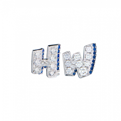 Пусеты No name в стиле Harry Winston "Graffiti" Diamonds & Sapphire in Platinum