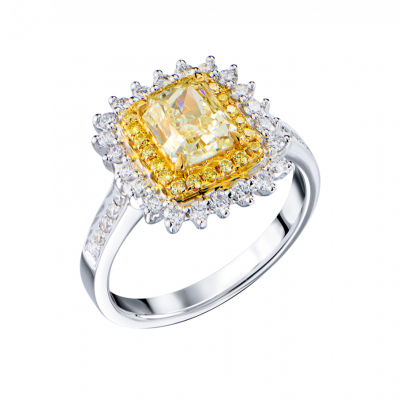 Кольцо GIA 1,31 ct Y to Z/VS1 Radiant Cut & White Gold