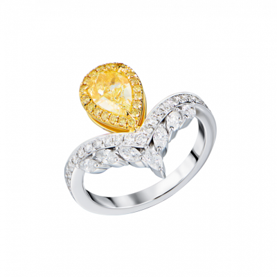 Кольцо GIA 1,01 ct Fancy Light Yellow/SI1 Pear Cut & White Gold