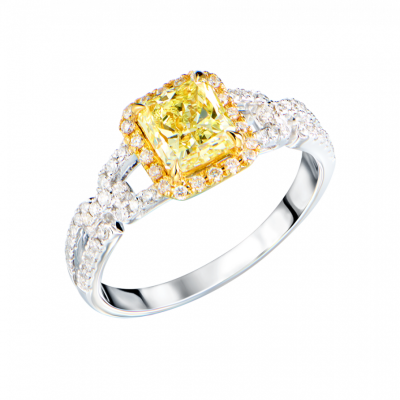 Кольцо GIA 1,05 ct Fancy Yellow/VS1 Radiant Cut & White Gold