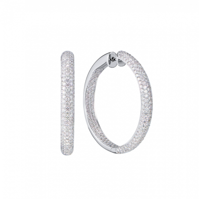 Серьги No name 6,10 ct G/VS2 Round Cut Diamonds Hoop