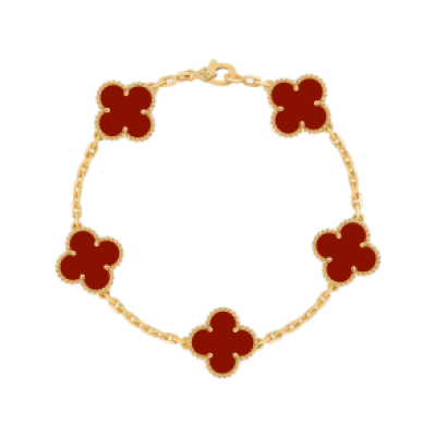 Браслет Van Cleef & Arpels Vintage Alhambra 5 motifs, yellow gold, Carnelian