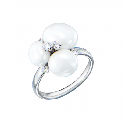 Кольцо Pomellato Capri White Gold & White Ceramic & Diamonds