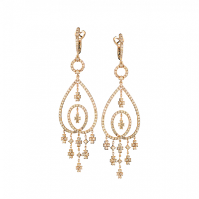 Серьги Crivelli Chandelier Earrings Rose Gold & Diamonds