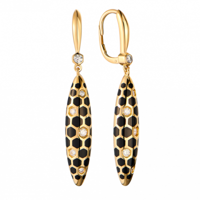 Серьги MAGERIT Nature Collection Yellow Gold & Diamonds & Enamel