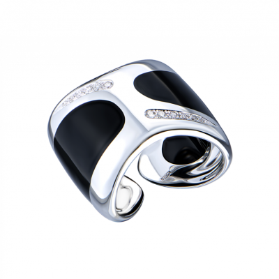 Кольцо Gavello White Gold & Black Enamel & Diamonds