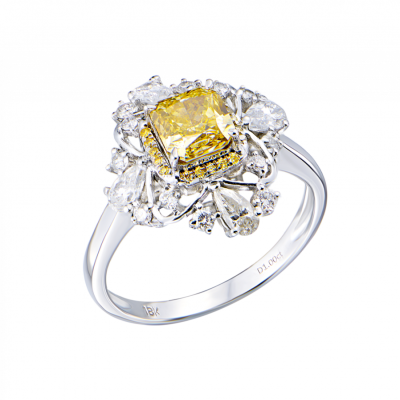 Кольцо GIA 1,00 ct Fancy Brownish Yellow/SI2 Radiant Cut & White Gold