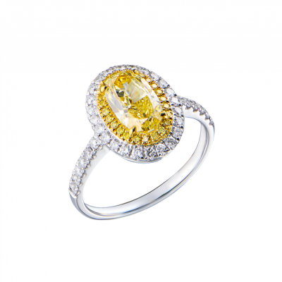 Кольцо GIA 1,20 ct Fancy Yellow/VS2 Oval Cut & White & Yellow Gold