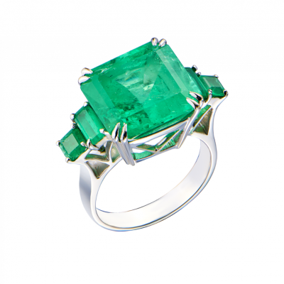 Кольцо No name COLOMBIA EMERALD 15,00 ct Intense Slightly Bluish Green/VS