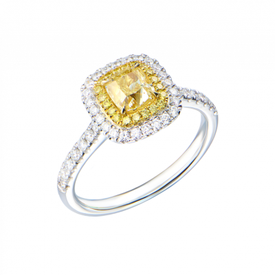 Кольцо GIA 1,01 ct Fancy Light Yellow/VS2 Cushion Cut & White Gold