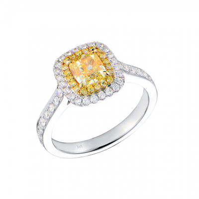 Кольцо GIA 1,01 ct Fancy Light Yellow/SI1 Cushion Cut & White Gold