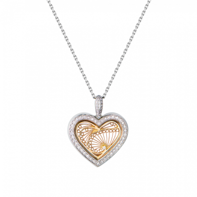 Подвеска No name White & Yellow Gold & Diamonds Heart
