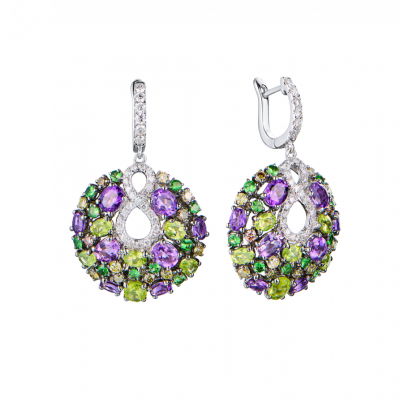 Серьги No name Multigemstone White Gold