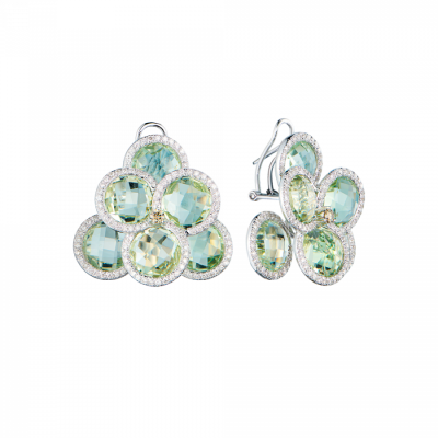 Серьги No name White Gold & Tourmaline & Diamond