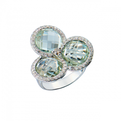 Кольцо No name White Gold & Tourmaline & Diamond