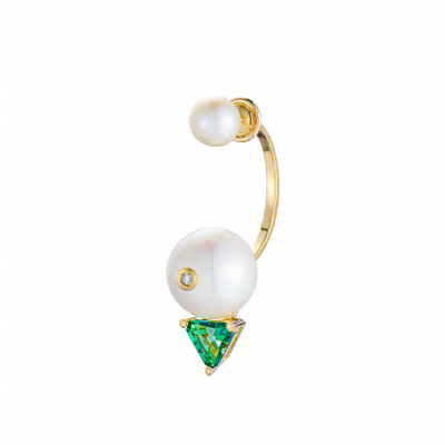 Серьги DELFINA DELETTREZ Handroid Yellow gold &Topaz & Diamond & Pearl