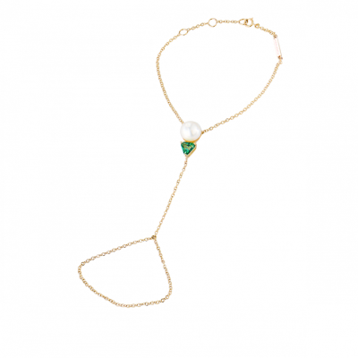 Браслет DELFINA DELETTREZ Handroid Yellow Gold & Topaz & Pearl