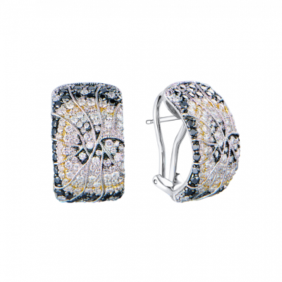 Серьги No name White Gold & White & Black Diamonds