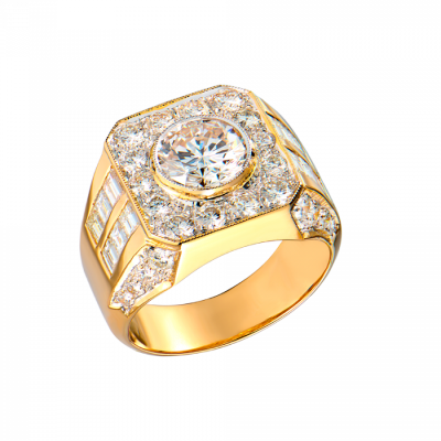 Кольцо Vasily Konovalenko 2,37 ct H/VVS2 Round Diamond & 4,8 ct Diamonds in Yellow Gold