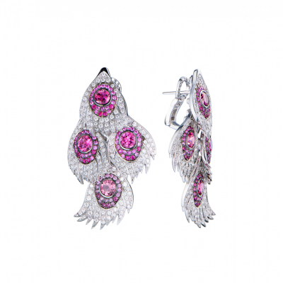 Серьги Carrera y Carrera Peacock White Gold & Sapphire & Diamond