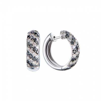 Серьги No name Black & White Diamonds & White Gold
