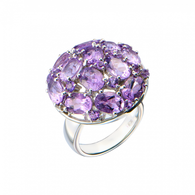 Кольцо No name White Gold & Amethyst