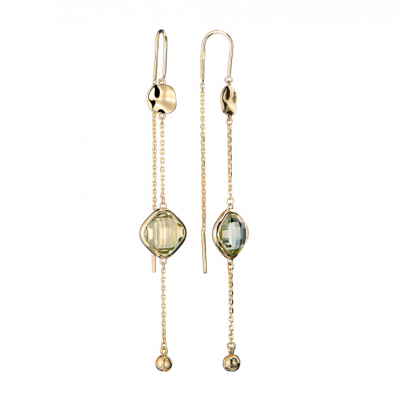 Серьги Бронницкий ювелир САНТОРИНИ Yellow Gold & Amethyst