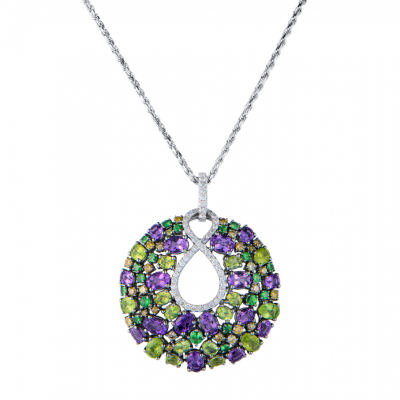 Подвеска No name Multigemstone White Gold