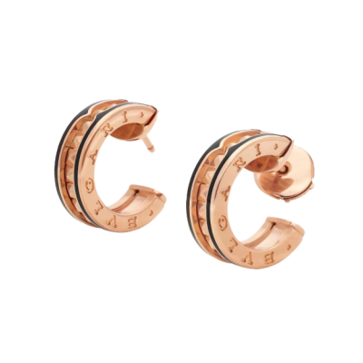 Серьги Bvlgari B.zero1 Rock Rose Gold & Black Ceramic