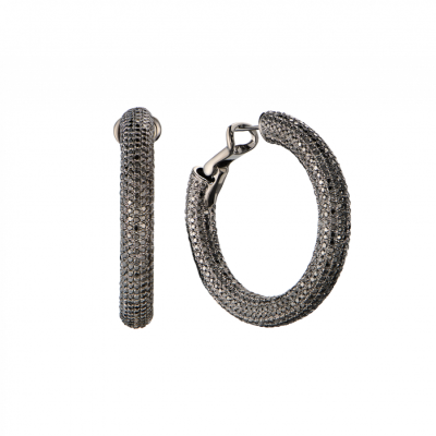 Серьги No name 6,80 ct Black Round Cut Diamonds Hoop