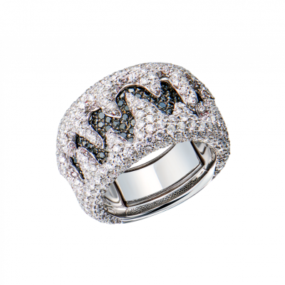 Кольцо Palmiero Jewellery Design 4,20 ct Black & White Round Cut Diamonds