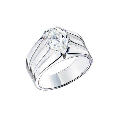Кольцо No name МГУ 1,34 сt G/SI2 Pear Cut Diamond & White Gold