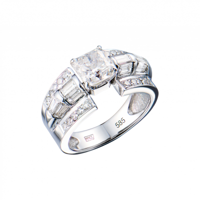 Кольцо No name МГУ 1,50 сt G/SI1 Radiant Cut Diamond & White Gold