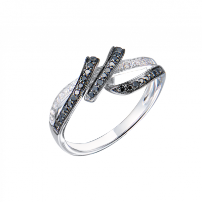 Кольцо No name Black & White Diamonds & White Gold