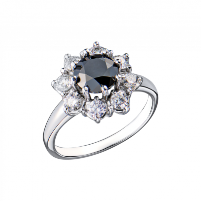 Кольцо No name 1,10 ct Black & 1,25 ct White Diamonds & White Gold