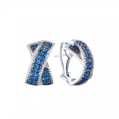 Серьги No name White gold & Sapphires & Diamonds