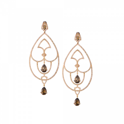 Серьги Grimoldi Milano Gotica Collection Rose Gold & Diamond & Smoky Quartz